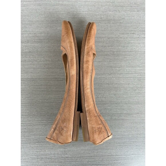 FRYE Carson Ballet Flats Brown Cognac Leather Distressed Slip ons 7 - Picture 7 of 8